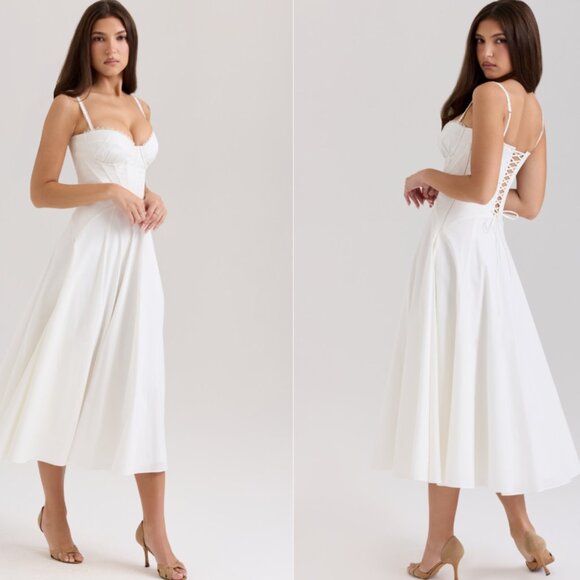 House of CB 'Steffani' white stretch cotton midi sundress - Picture 2 of 7